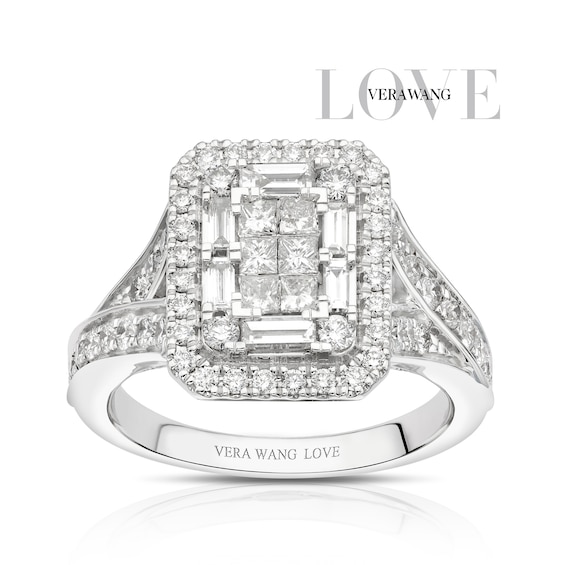 Engagement Ring Vera Wang 18ct White Gold Cluster Certificat