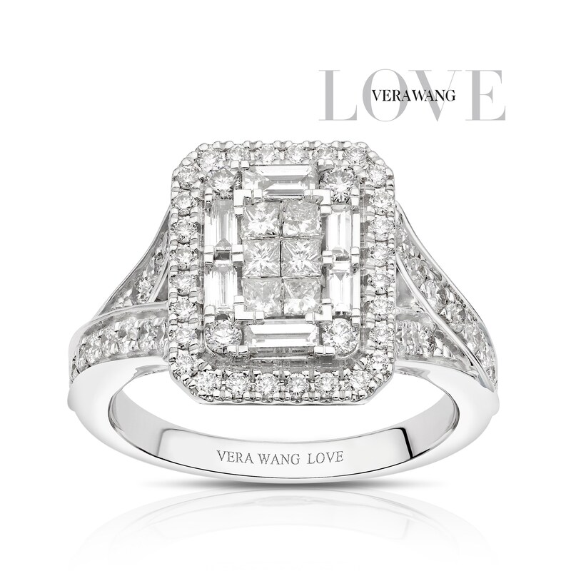 Main Image 1 of Engagement Ring Vera Wang 18ct White Gold Cluster Certificated 1.45ct Diamond Ring