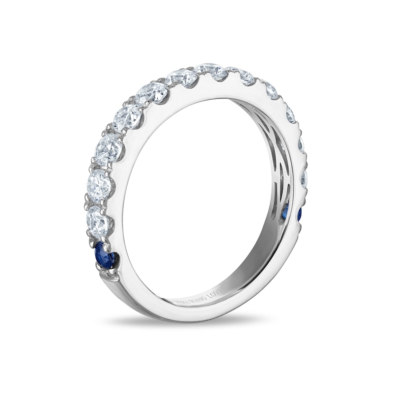Main Image 4 of Vera Wang 18ct White Gold 1ct Diamond & Sapphire Two Row Eternity Band Certificated Ring