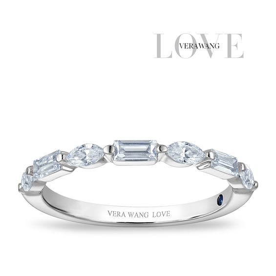 Vera Wang 18ct White Gold 0.50ct Diamond Baguette and Marquise Eternity Certificated Ring