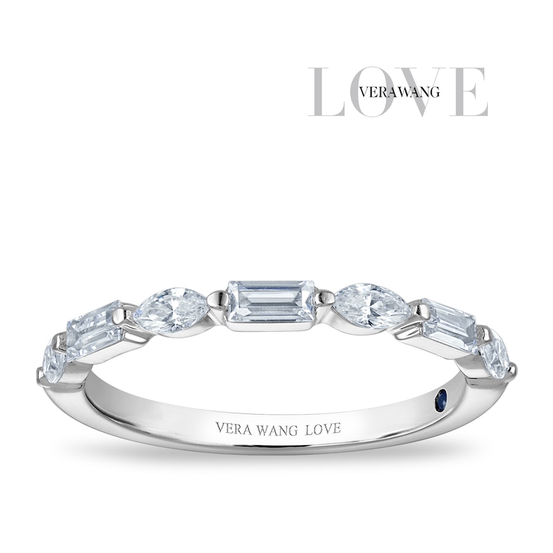 Main Image 1 of Vera Wang 18ct White Gold 0.50ct Diamond Baguette & Marquise Eternity Certificated Ring