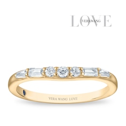 Vera Wang 18ct Yellow Gold 0.20ct Diamond Round & Baguette Shaped Wedding Certificated Ring