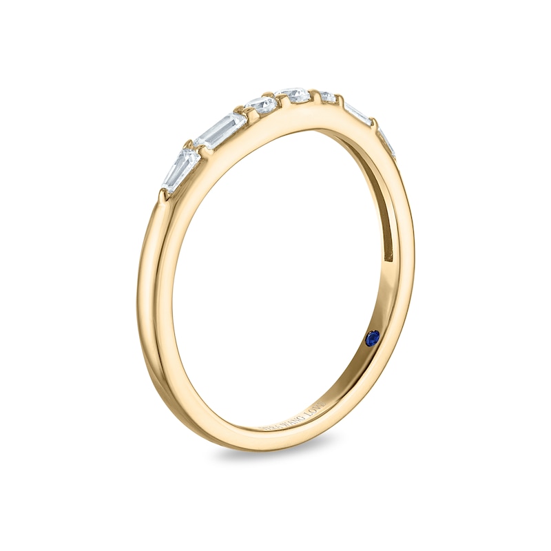 Main Image 2 of Vera Wang 18ct Yellow Gold 0.20ct Diamond Round & Baguette Shaped Wedding Certificated Ring