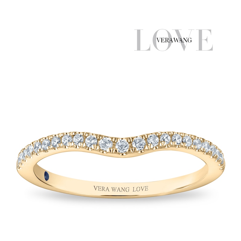 Main Image 1 of Vera Wang 18ct Yellow Gold 0.15ct Diamond Wishbone Shaped Band Certificated Ring