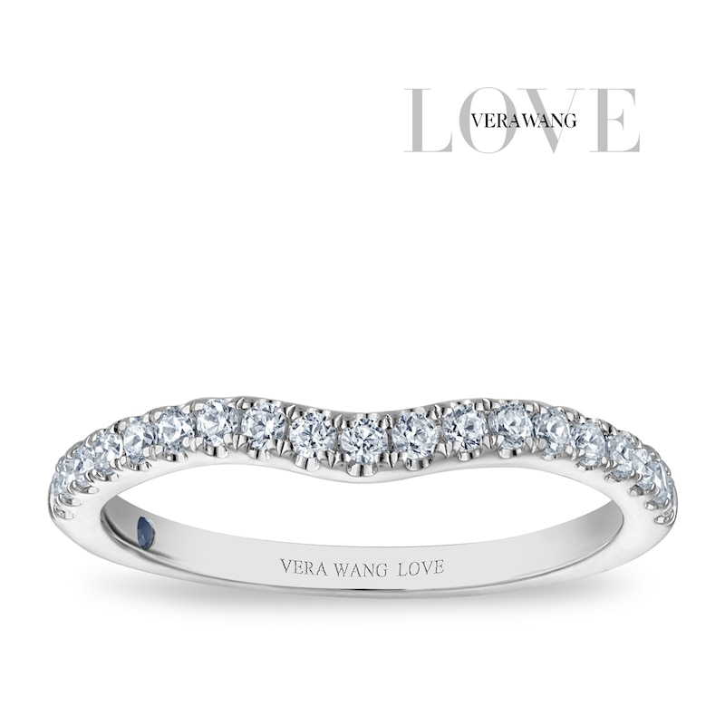 Main Image 1 of Vera Wang 18ct White Gold 0.25ct Diamond Shaped Wedding Band Certificated Ring