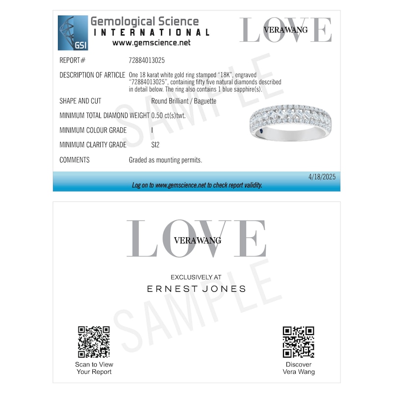 Main Image 6 of Vera Wang 18ct White Gold 0.50ct Diamond Three Row Eternity Certificated Ring