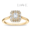 Thumbnail Image 1 of Vera Wang 18ct Yellow Gold 0.50ct Diamond Emerald Shaped Double Halo Certificated Ring
