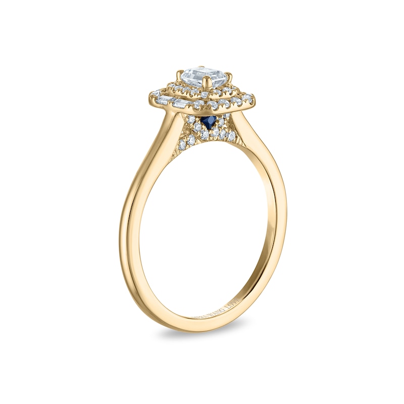 Main Image 2 of Vera Wang 18ct Yellow Gold 0.50ct Diamond Emerald Shaped Double Halo Certificated Ring
