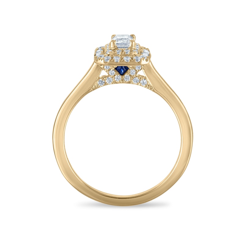 Main Image 3 of Vera Wang 18ct Yellow Gold 0.50ct Diamond Emerald Shaped Double Halo Certificated Ring