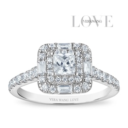 Vera Wang 18ct White Gold 1ct Diamond Princess Cut Double Halo Certificated Ring