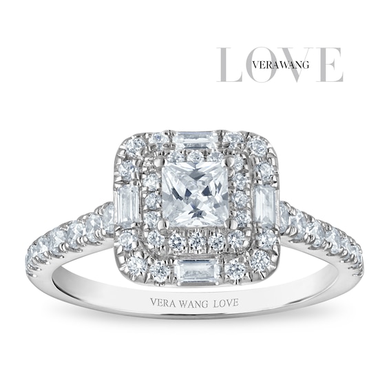 Engagement Ring Vera Wang 18ct White Gold Princess Cut Doubl