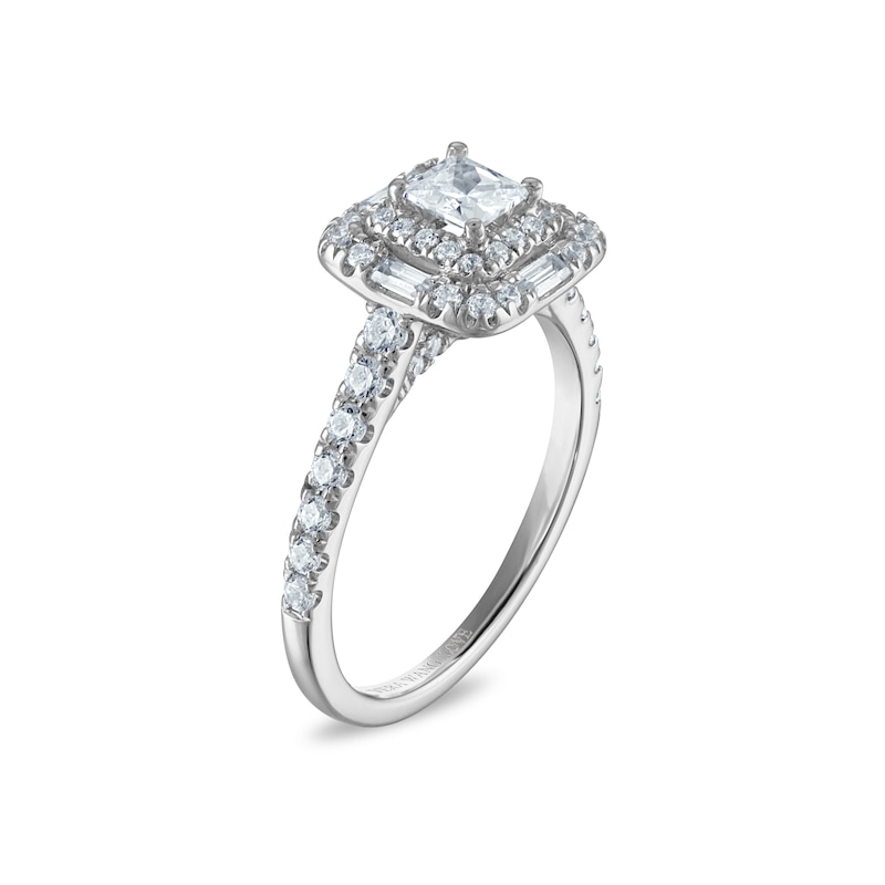 Main Image 2 of Vera Wang 18ct White Gold 1ct Diamond Princess Cut Double Halo Certificated Ring