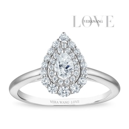Vera Wang 18ct White Gold 0.50ct Diamond Pear Shaped Double Halo Certificated Ring