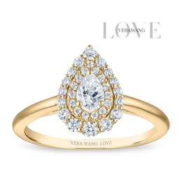 Vera Wang 18ct Yellow Gold 0.50ct Diamond Pear Shaped Double Halo Certificated Ring