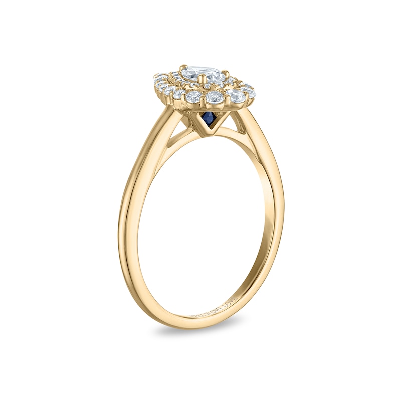 Main Image 2 of Vera Wang 18ct Yellow Gold 0.50ct Diamond Pear Shaped Double Halo Certificated Ring