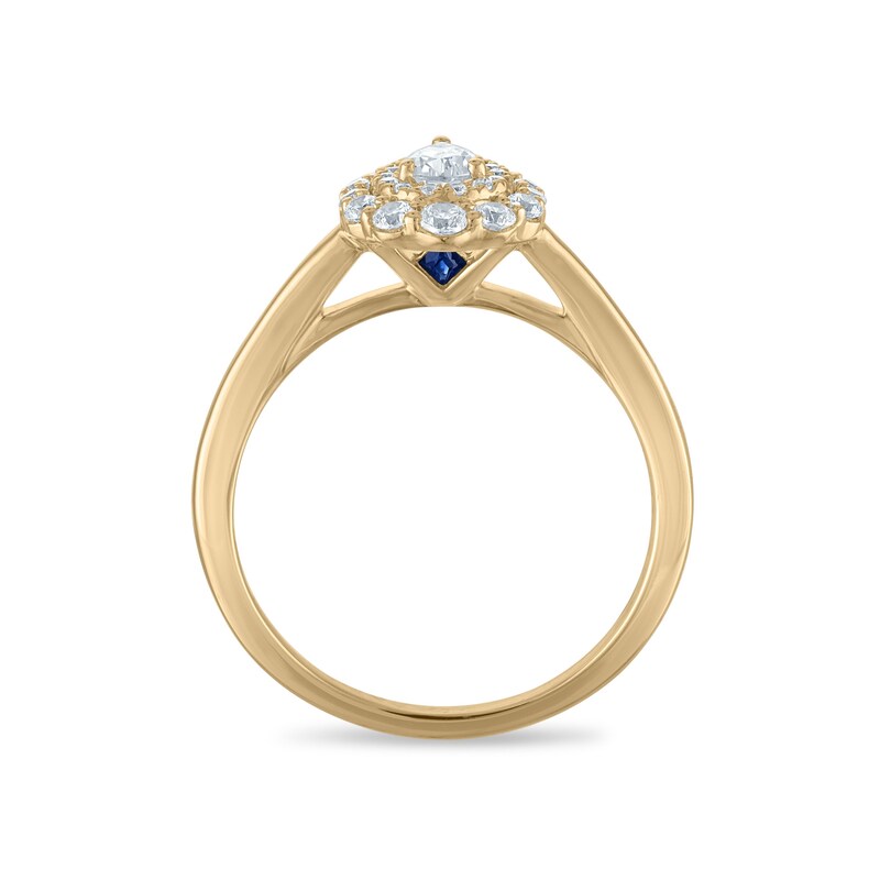 Main Image 3 of Vera Wang 18ct Yellow Gold 0.50ct Diamond Pear Shaped Double Halo Certificated Ring