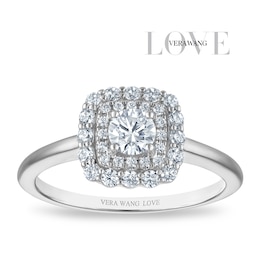 Vera Wang 18ct White Gold 0.50ct Diamond Cushion Shaped Double Halo Certificated Ring
