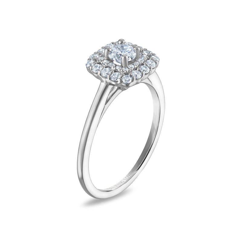 Main Image 3 of Vera Wang 18ct White Gold 0.50ct Diamond Cushion Shaped Double Halo Certificated Ring