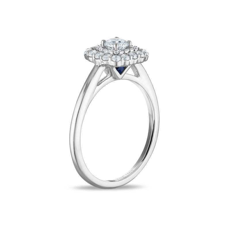 Main Image 4 of Vera Wang 18ct White Gold 0.50ct Diamond Cushion Shaped Double Halo Certificated Ring