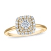 Thumbnail Image 2 of Vera Wang 18ct Yellow Gold 0.50ct Diamond Cushion Shaped Double Halo Certificated Ring