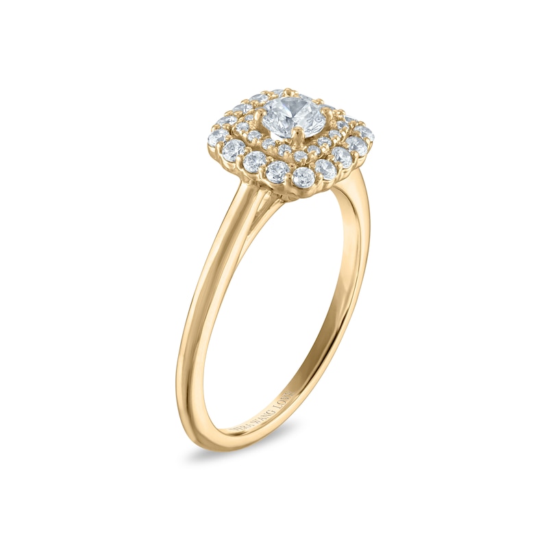Main Image 3 of Vera Wang 18ct Yellow Gold 0.50ct Diamond Cushion Shaped Double Halo Certificated Ring