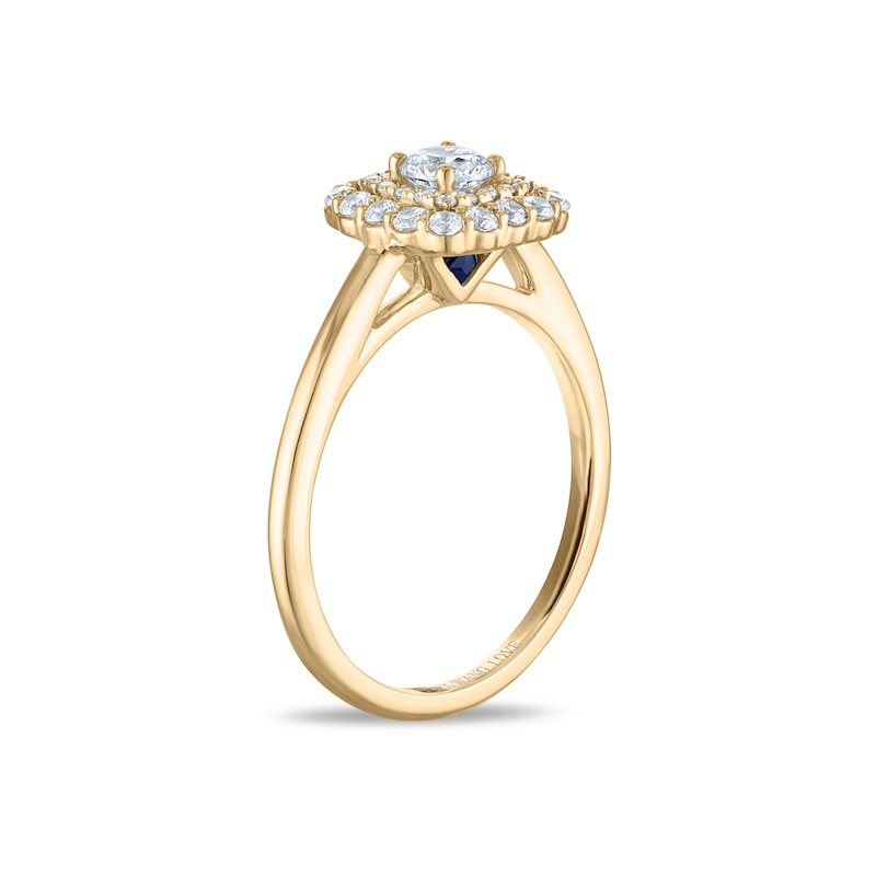 Main Image 4 of Vera Wang 18ct Yellow Gold 0.50ct Diamond Cushion Shaped Double Halo Certificated Ring