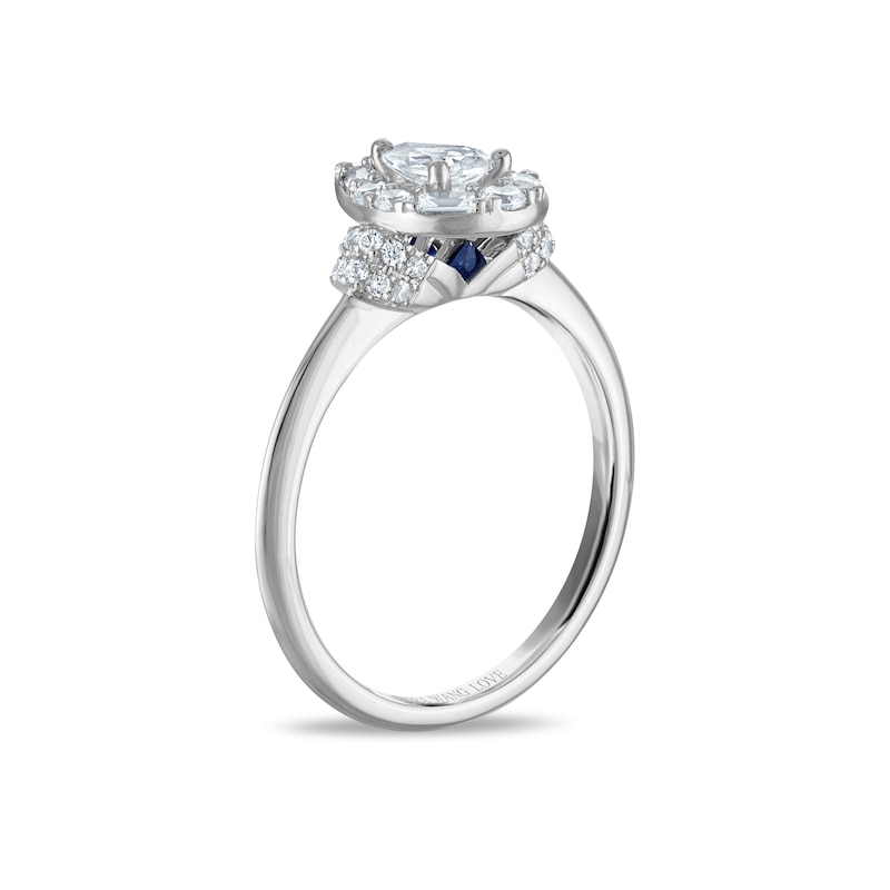 Main Image 2 of Vera Wang 18ct White Gold 0.60ct Diamond Mixed Cut Pear Shaped Halo Certificated Ring