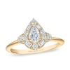 Thumbnail Image 2 of Vera Wang 18ct Yellow Gold 0.60ct Diamond Mixed Cut Pear Shaped Halo Certificated Ring