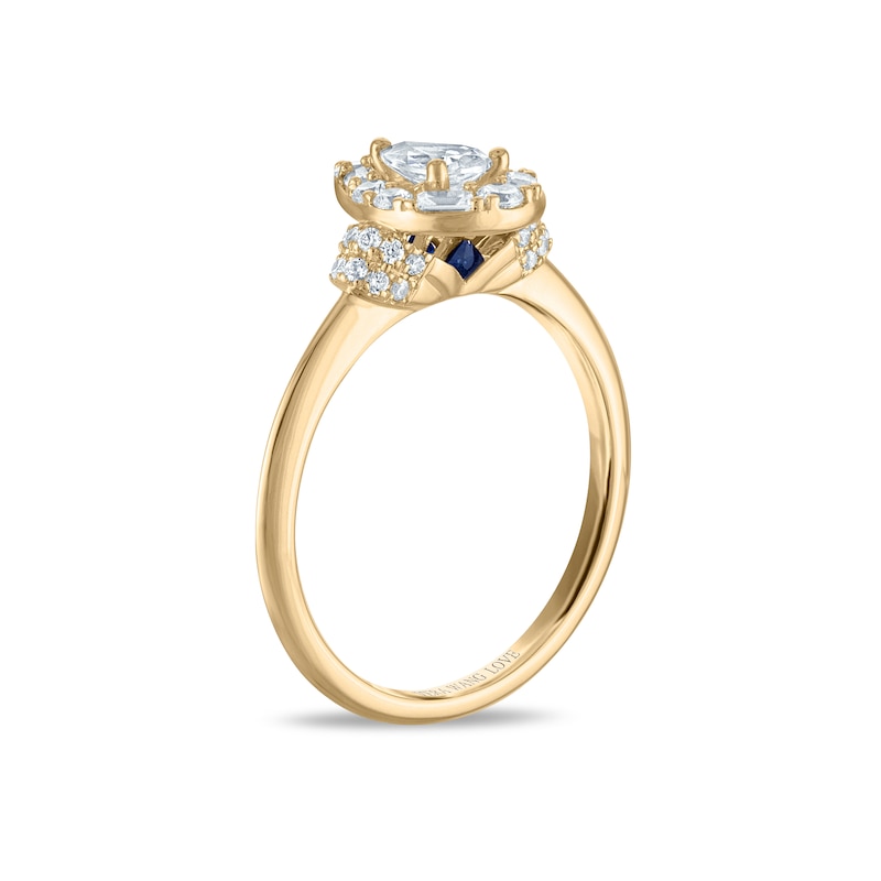 Main Image 4 of Vera Wang 18ct Yellow Gold 0.60ct Diamond Mixed Cut Pear Shaped Halo Certificated Ring