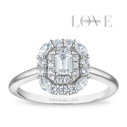Vera Wang 18ct White Gold 0.60ct Diamond Mixed Cut Double Halo Certificated Ring