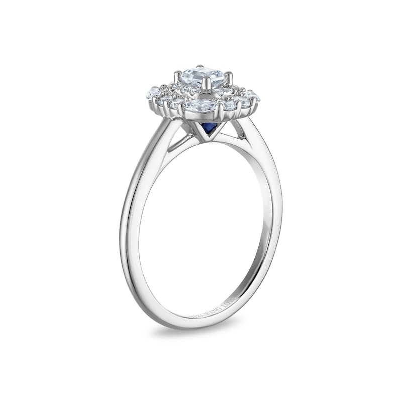 Main Image 2 of Vera Wang 18ct White Gold 0.60ct Diamond Mixed Cut Double Halo Certificated Ring