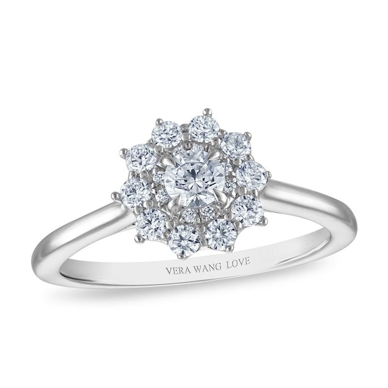 Main Image 2 of Vera Wang 18ct White Gold 0.50ct Diamond Floral Double Halo Certificated Ring