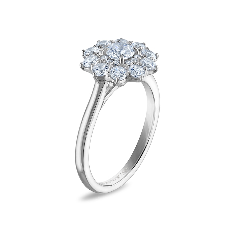 Main Image 3 of Vera Wang 18ct White Gold 0.50ct Diamond Floral Double Halo Certificated Ring