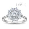 Thumbnail Image 1 of Vera Wang 18ct White Gold 1ct Diamond Floral Double Halo Certificated Ring
