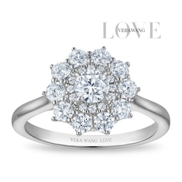 Vera Wang 18ct White Gold 1ct Diamond Floral Double Halo Certificated Ring