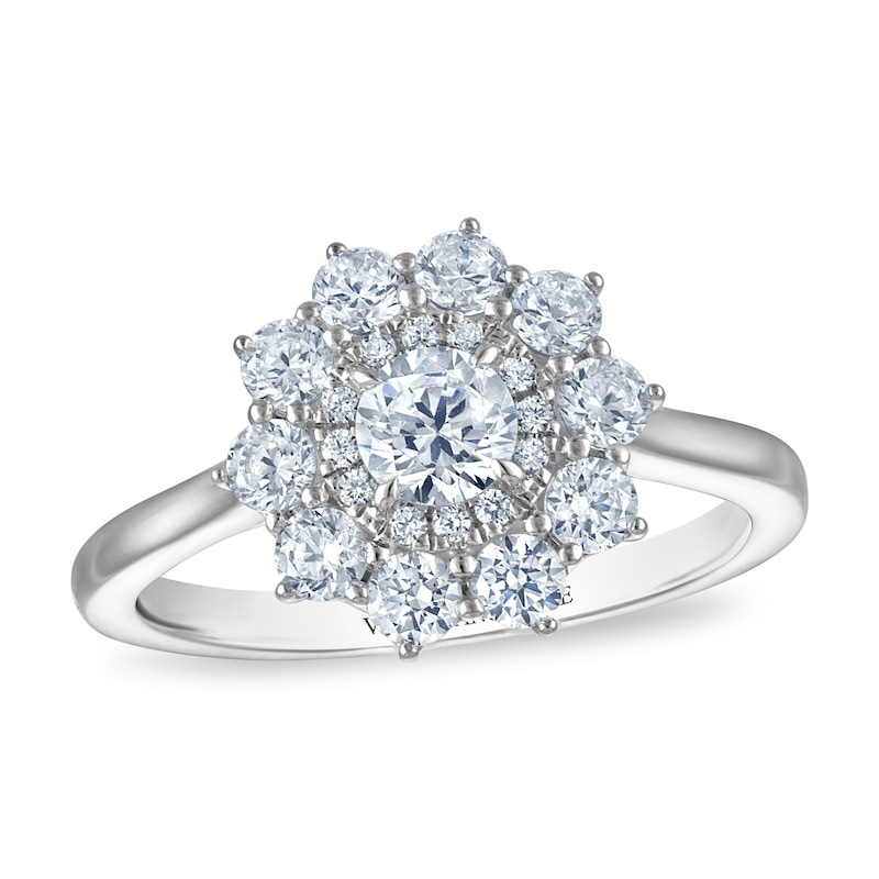 Main Image 2 of Vera Wang 18ct White Gold 1ct Diamond Floral Double Halo Certificated Ring