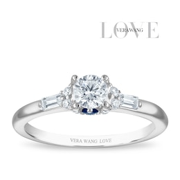Vera Wang 18ct White Gold 0.50ct Diamond Round & Baguette Cut Solitaire Certificated Ring