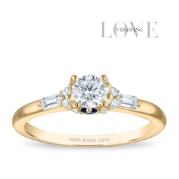 Vera Wang 18ct Yellow Gold 0.50ct Diamond Baguette Cut Solitaire Certificated Ring