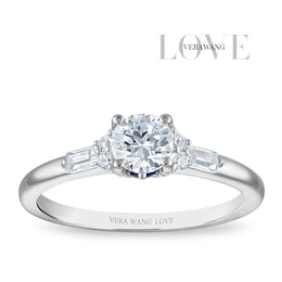Vera Wang 18ct White Gold 0.70ct Diamond Round & Baguette Cut Solitaire Certificated Ring