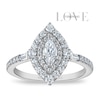 Thumbnail Image 1 of Vera Wang 18ct White Gold 0.70ct Diamond Marquise Shaped Double Halo Certificated Ring
