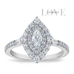 Vera Wang 18ct White Gold 0.70ct Diamond Marquise Shaped Double Halo Certificated Ring