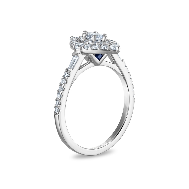 Main Image 2 of Vera Wang 18ct White Gold 0.70ct Diamond Marquise Shaped Double Halo Certificated Ring