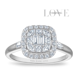 Vera Wang 18ct White Gold 0.50ct Diamond Cushion Shaped Cluster Certificated Ring