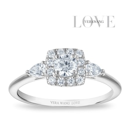 Vera Wang 18ct White Gold 0.50ct Diamond Cushion Shaped Halo Certificated Ring