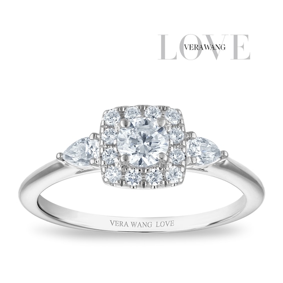 Engagement Ring Vera Wang 18ct White Gold Cushion Shaped Hal