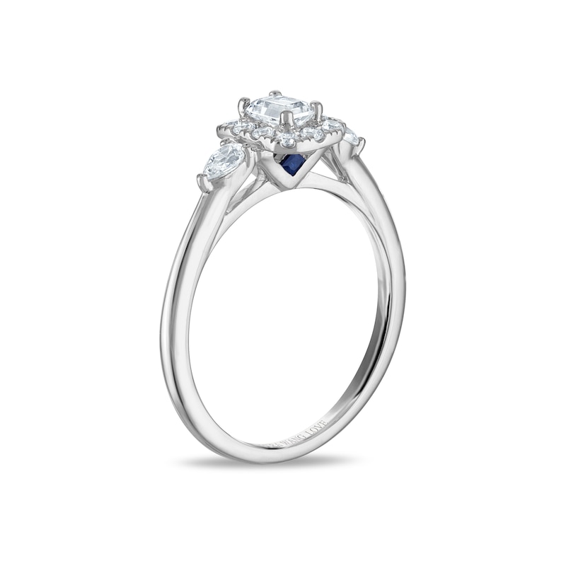 Main Image 2 of Vera Wang 18ct White Gold 0.50ct Diamond Cushion Shaped Halo Certificated Ring