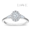 Thumbnail Image 1 of Vera Wang 18ct White Gold 0.50ct Diamond Oval Shaped Halo Certificated Ring