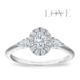 Vera Wang 18ct White Gold 0.50ct Diamond Oval Shaped Halo Certificated Ring