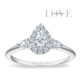 Vera Wang 18ct White Gold 0.50ct Diamond Pear Shaped Halo Certificated Ring