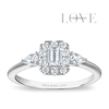 Thumbnail Image 1 of Vera Wang 18ct White Gold 0.50ct Diamond Emerald Shaped Halo Certificated Ring